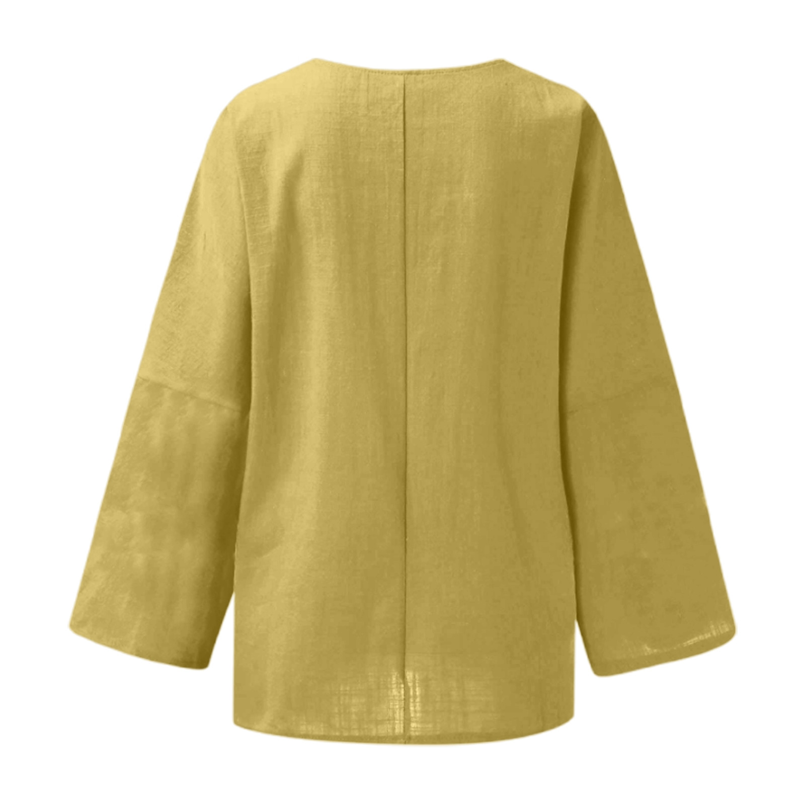 thumbnail image 5 of Camiseta de manga larga y cuello redondo de color liso para mujer: estilo informal y holgado, tejido de poliéster para los días más frescos., 5 of 5